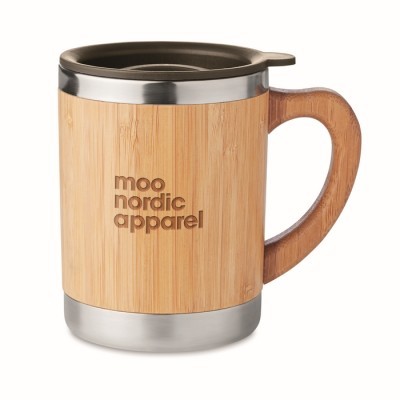 Vaso de acero inoxidable y bambú personalizado